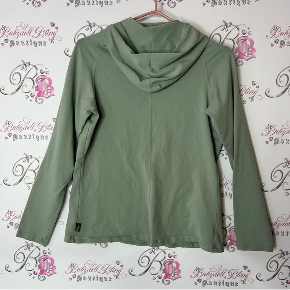 Prana sweater hoodie pull over stretchy olive Green Hooded Sweatshirt - Picture 3 of 6